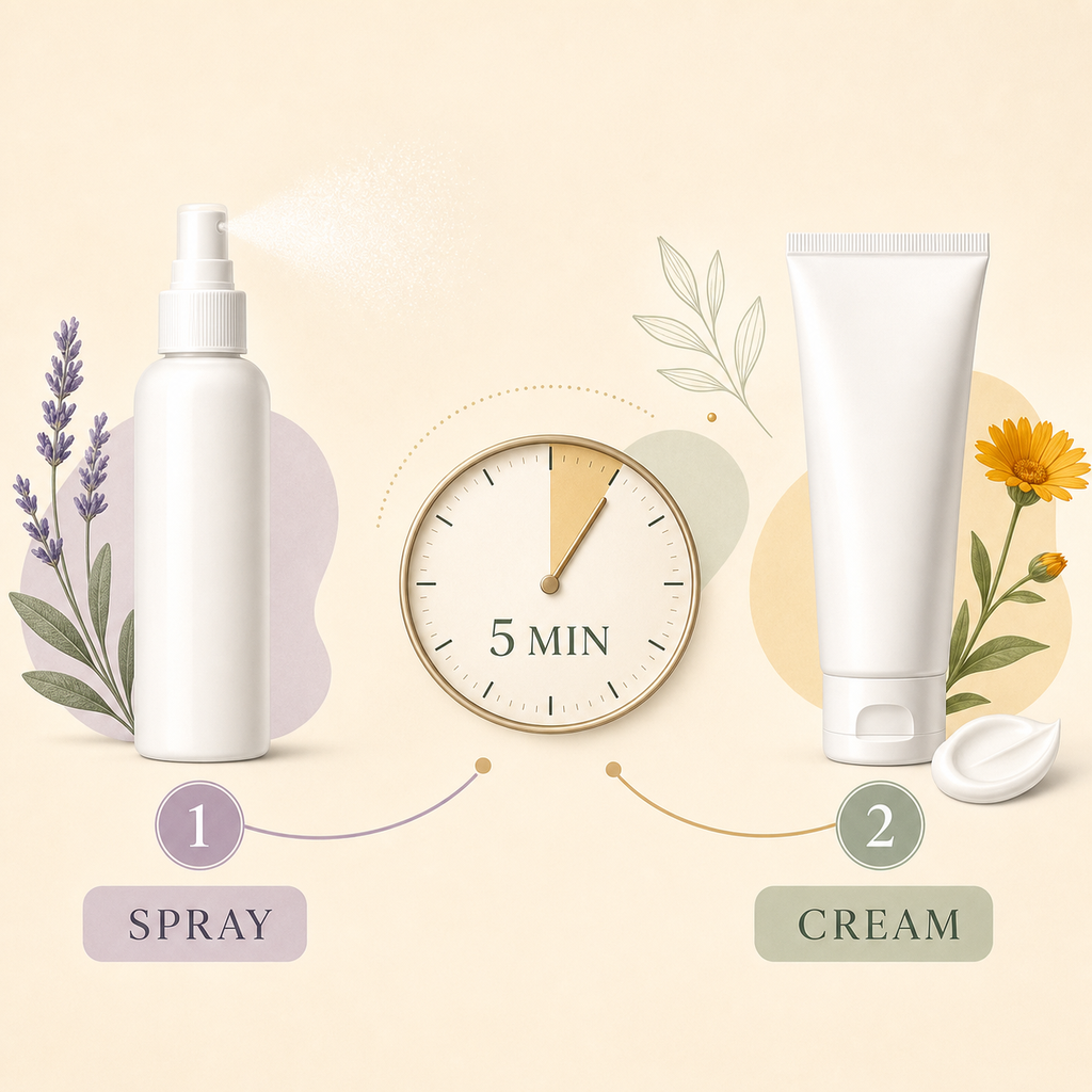 Two-step spray, five-minute wait and cream routine