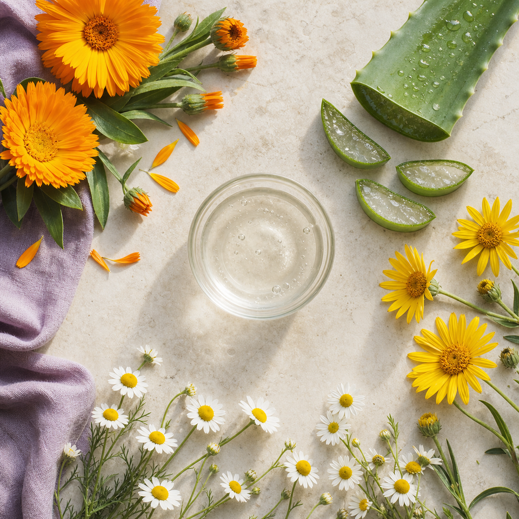 Calendula, aloe, arnica and chamomile botanicals